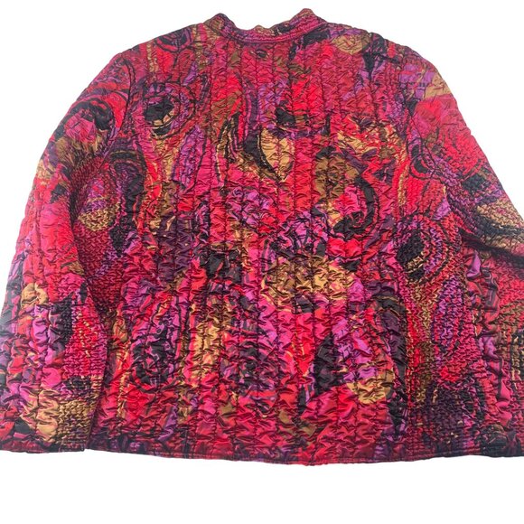 Ruby Rd. Womens Satin Jacket Size 2X Multicolor Textured Design - Picture 4 of 4